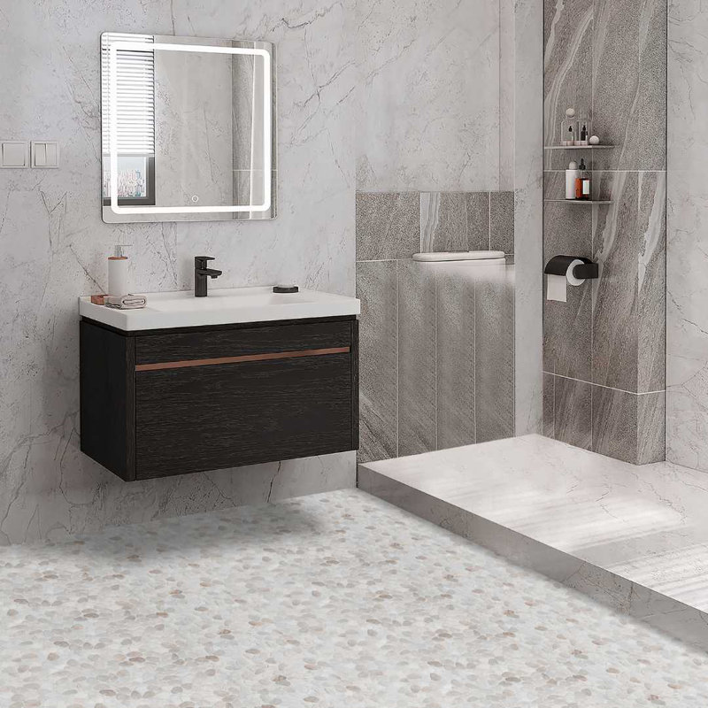 Huron Glass Pebbles Mosaic Tile, Earth Mix