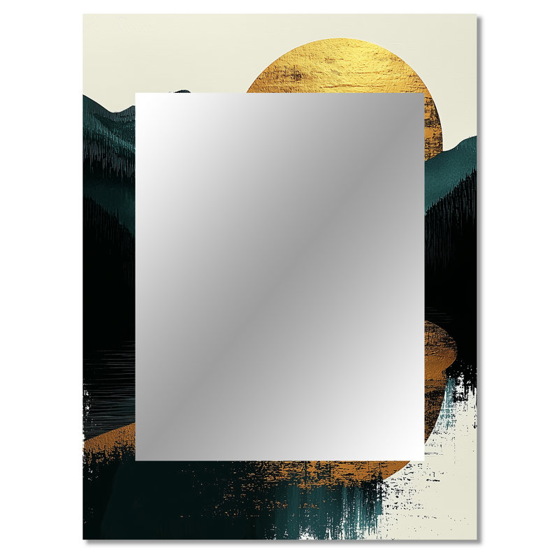 Sunrise On Forest And Peaks Solitude Horizon I - Landscapes Mirror, Modern Unique Wall Mirror, Printed Metal Art, 40" x 30"