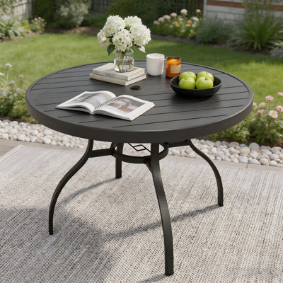 Table de salle à manger ronde de 119 cm (47 po) pour intérieur/extérieur, noire