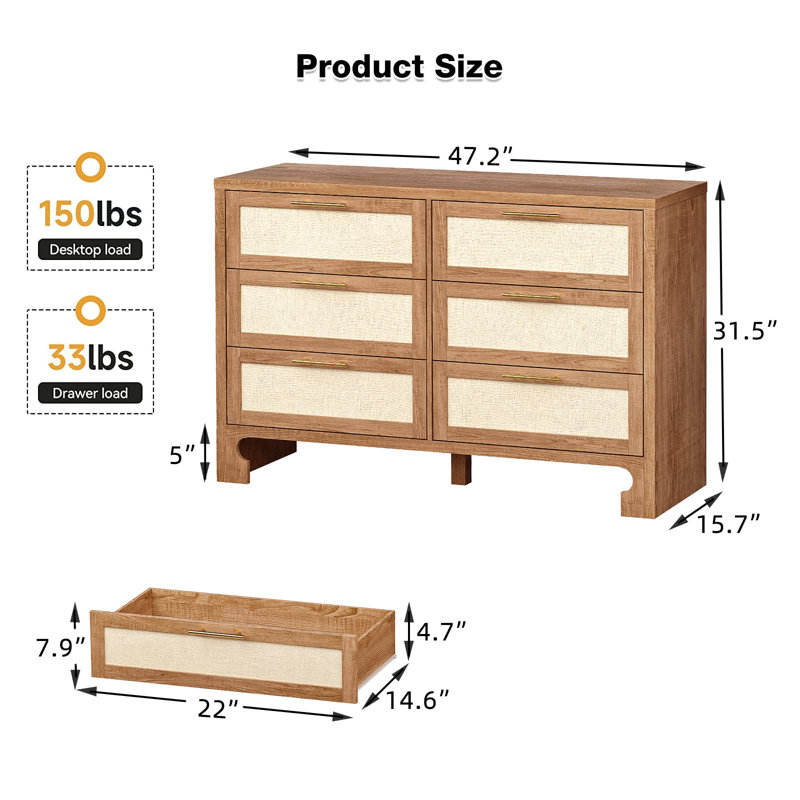 Commode à tiroirs en bois Burlap Design