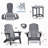 Folding Outdoor Adirondack Chair Set Of 2 And Table Set,HDPE All-Weather Folding Fire Pit Chair,  Ergonomic Design Patio Lawn Chair For Outside Deck Garden Backyardf Balcony, Grey-387948307