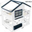 White & Blue House - Lit superposé pleine grandeur conçu, clôture, pour grimper, bibliothèque en dessous, espace de couchage idéal
