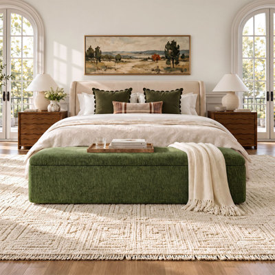 70" Upholstered Storage Bench with Lift-Up Cushioned Seat, Extra Long Bedroom and Entryway Ottoman Bench