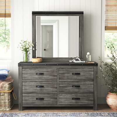 Commode double 6 tiroirs avec miroir Serena