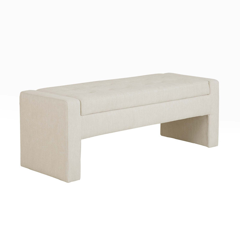 Banc de rangement à couvercle rabattable Gillian, Crème