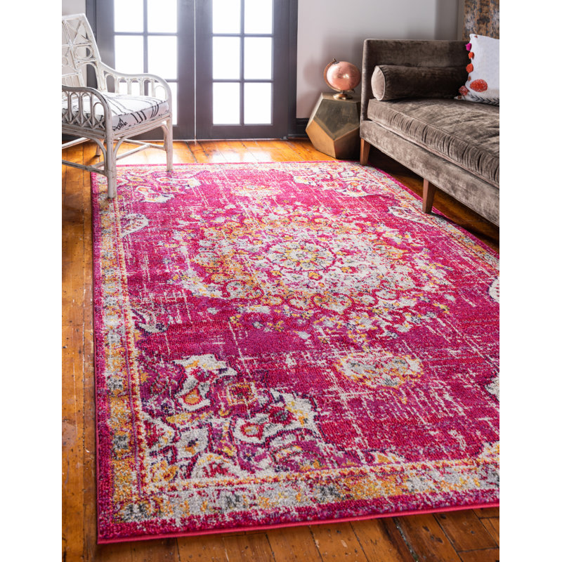 Tapis abstrait Galyean, Rectangle 9 pi x 12 pi, Gold/Red