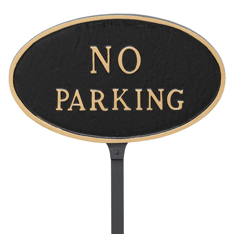 Petit panneau de plaque ovale avec stationnement, Noir / or, H 8,5 po x l 13 po x P 0,25 po