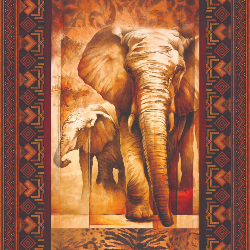 Marching Spice Elephants - Wrapped Canvas Print, 51cm H x 51cm W x 3.8cm D