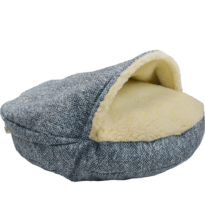 Premium Cozy Cave Hooded Dog Bed, Extra Large (45" W x 45" D x 8" H), Palmer Indigo