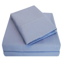 Low Profile Fitted Sheet (7-10 inches) 100% Cotton Sateen Made in USA Queen / Blue