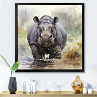 Hippopotame gris serein majestueux - Hippopotame