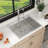 28" L x 22" W Drop-in Kitchen Sink Single Bowl 16 Guage Stainsless Steel Sink with Sink Grid and Basket Strainer-110427370