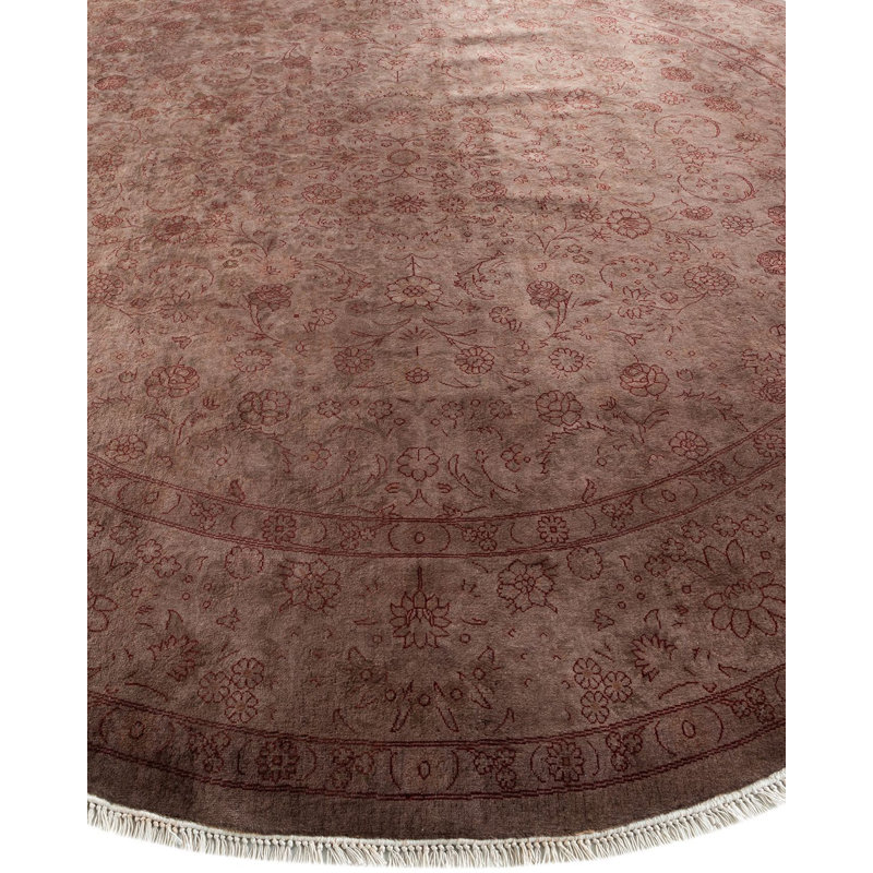 Tapis unique brun de 8 pi 4 po x 8 pi 4 po Yaseen