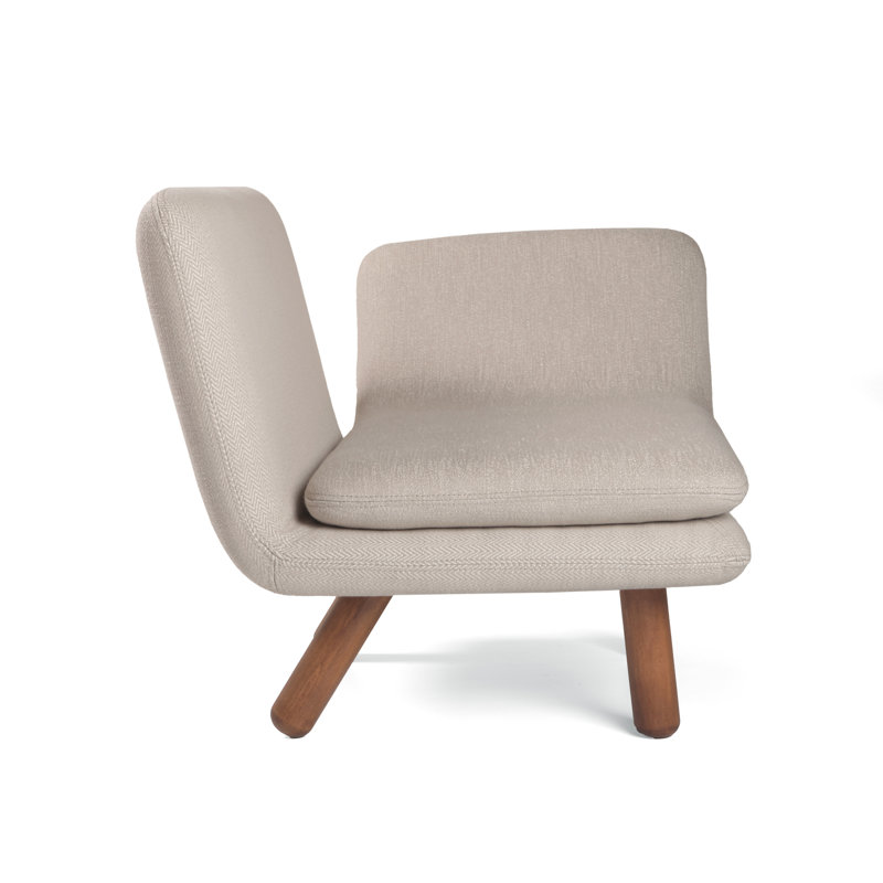 Cross One Arm, Gray Polyester Blend, Light Walnut