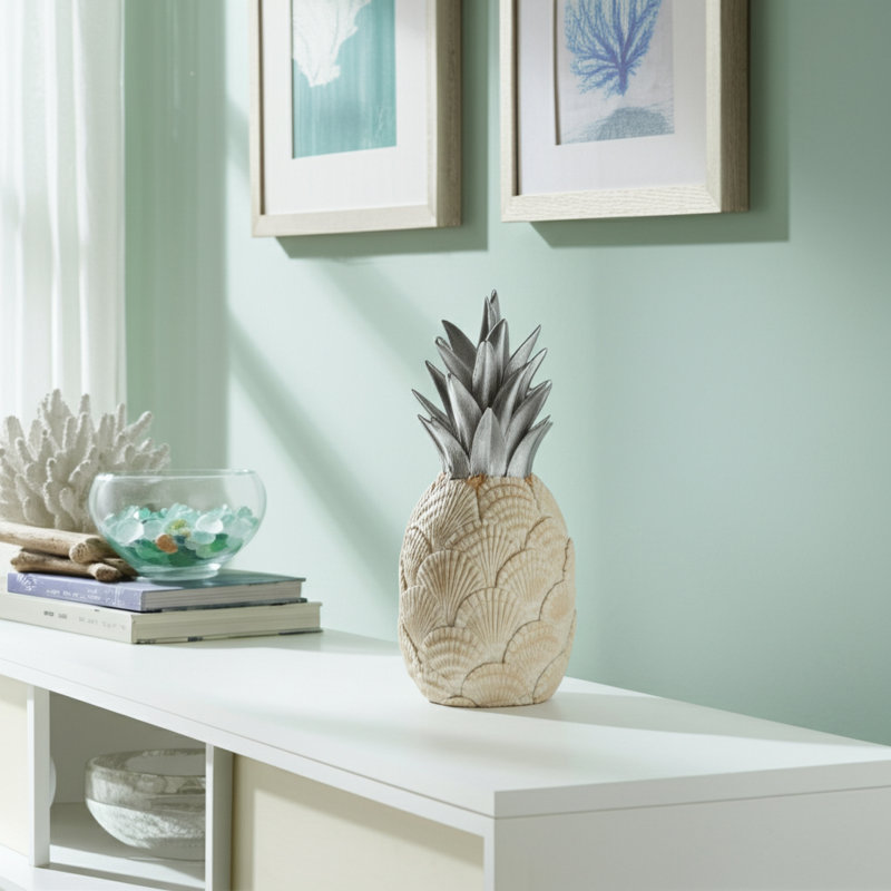 Pièce décorative unique d'ananas en coquillage de 12 pouces Osiris Sagebrook Home