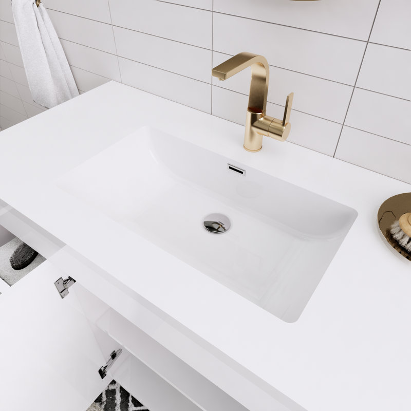 Meuble-lavabo simple Spring, Blanc brillant, 42"