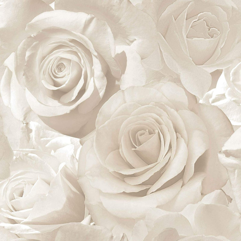 Aticus  Roses Cream Madison Pearl Flower Floral Large Full 10.5m x 53cm Glitter Wallpaper 