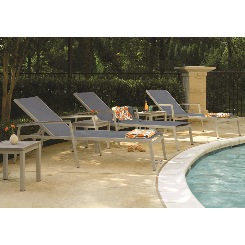 Travira Outdoor Chaise Lounge, Titanium Basketweave, Tekwood Vintage, Flint