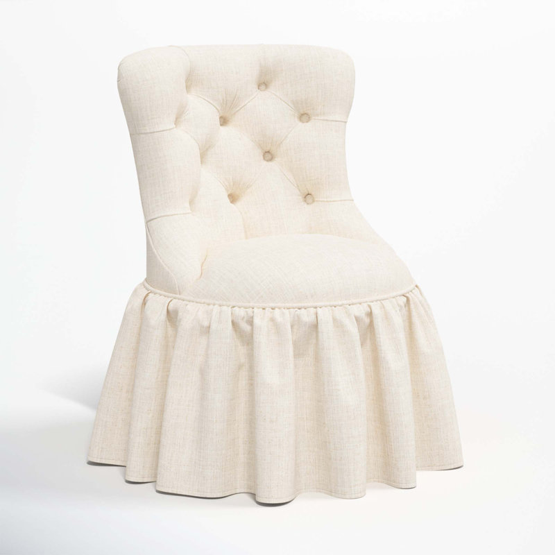 Minnie Upholstered Side Chair, Classic Talc Linen
