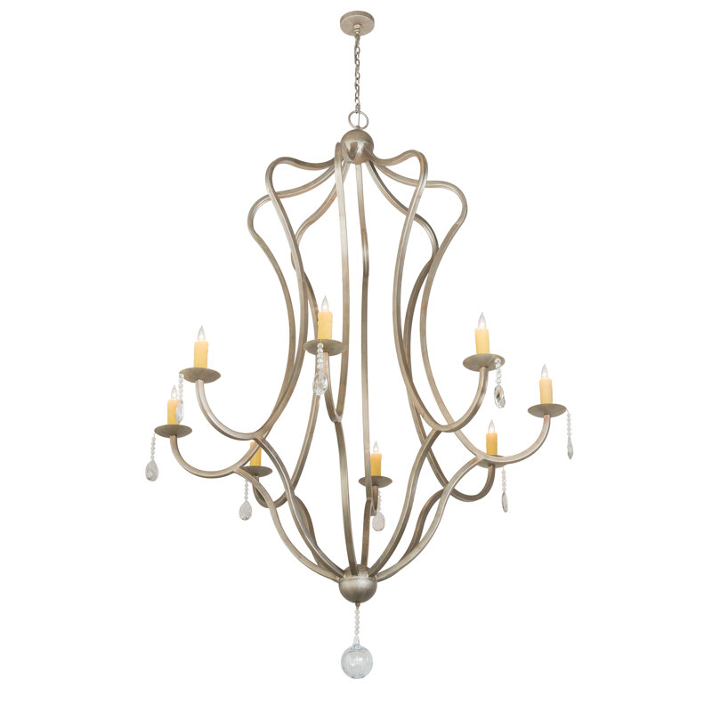 Lustre empire 8 lumières de style bougie avec détails en cristal Lumierre