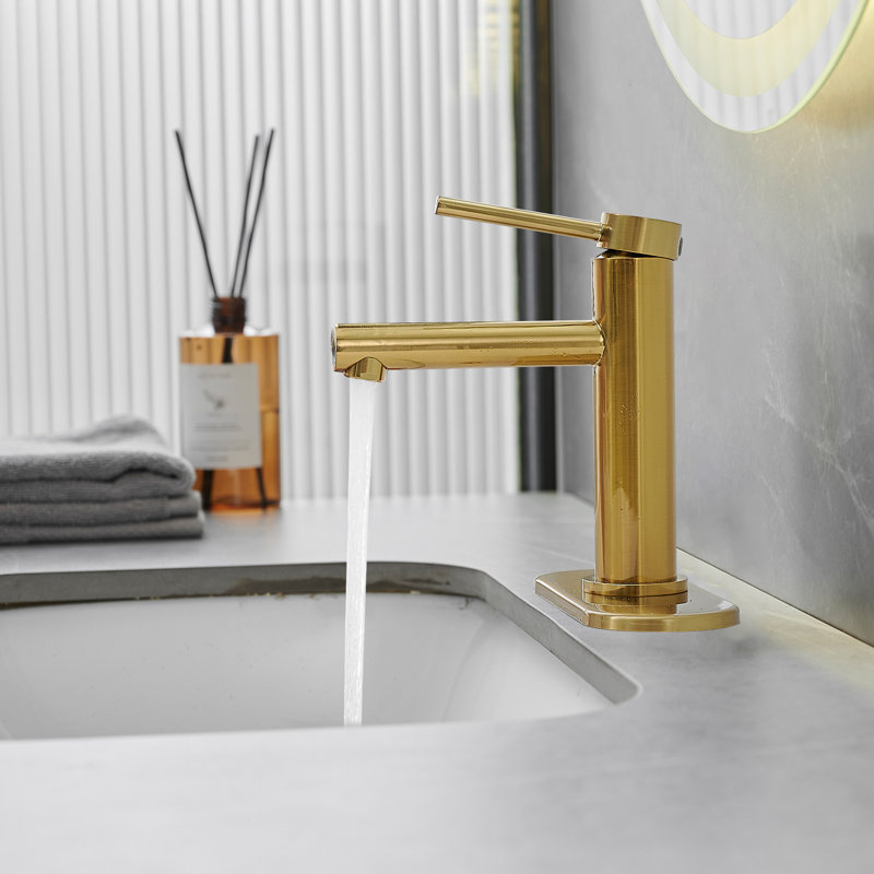 WIZ Single-Handle Single Hole Low-Arc Bathroom Faucet, Brushed Gold