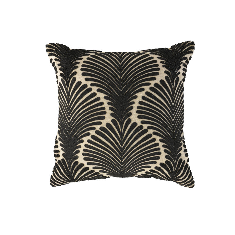 Cotton/Polyester Blend Throw Pillow, Dark Natural/ Black, Down Blend
