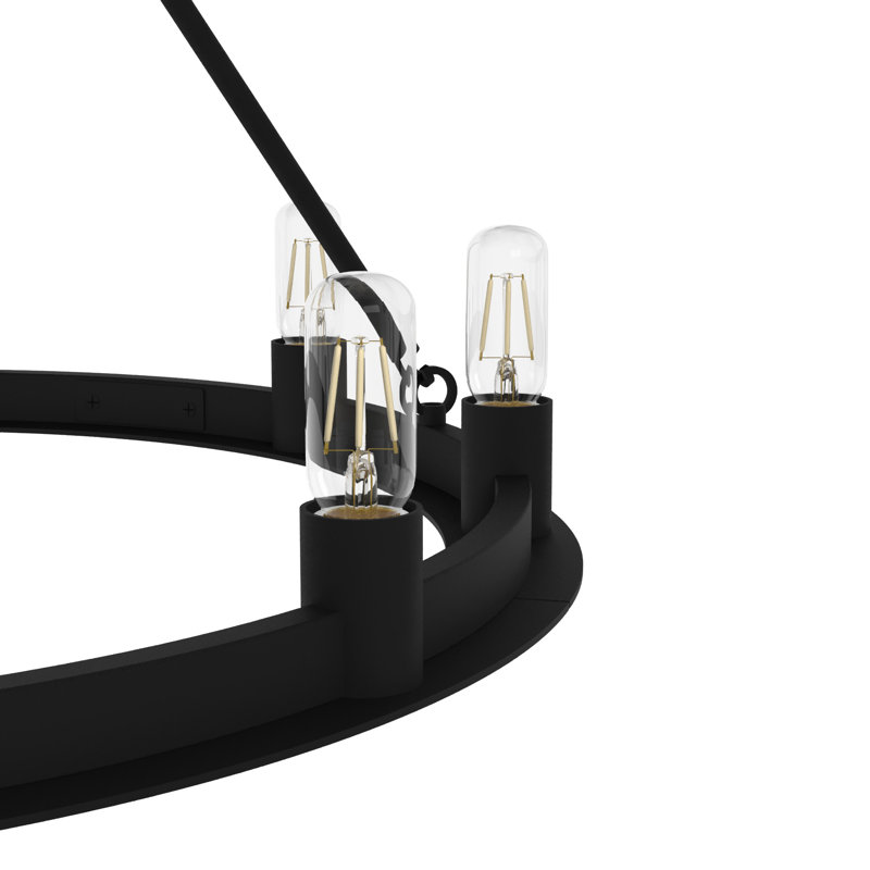 9 - Light Unique Wagon Wheel Chandelier, Black