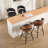 Swivel Faux Leather Counter Stool with Bentwood Backrest (Set of 2)-983254338