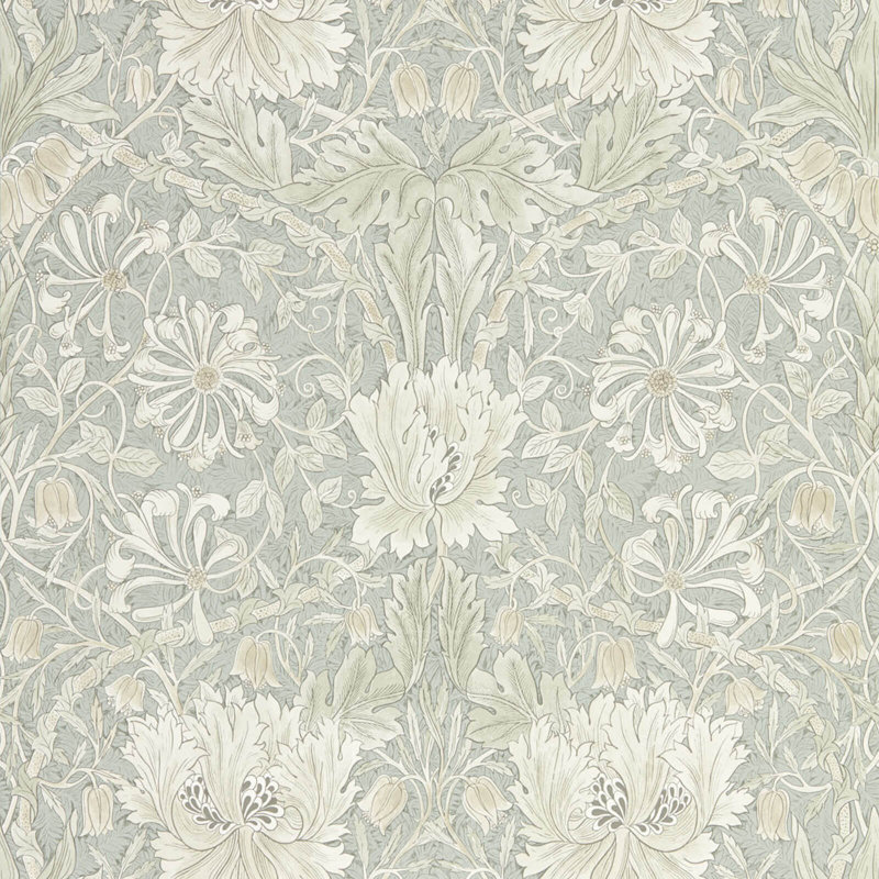 Pure Honeysuckle & Tulip Wallpaper, Gray Blue