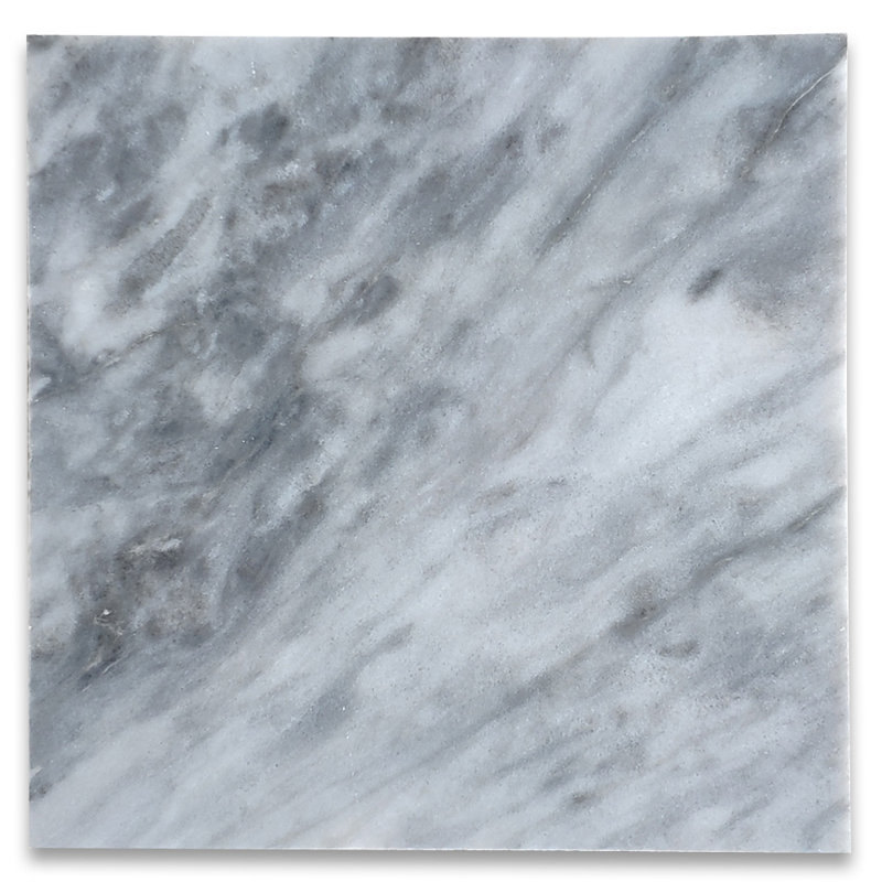 4 in. x 4 in. Grid Marble Tile, Light Gray