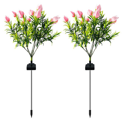 2PcsOutdoor Solar Lights, Solar Garden Lights, Gardenia Flowers Garden Stake Light Solar Flower Lights Waterproof Solar Pathway Lights for Outdoor Lawn Yard Garden Decoration