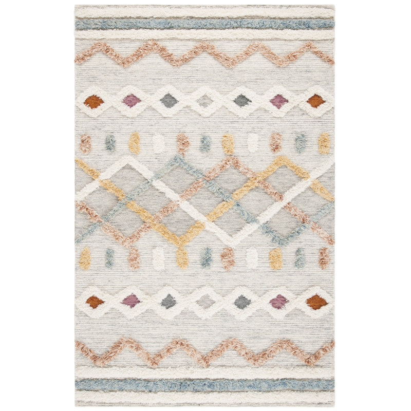 Tapis ivoire en laine touffeté à la main Kara, Rectangle 9 pi x 12 pi