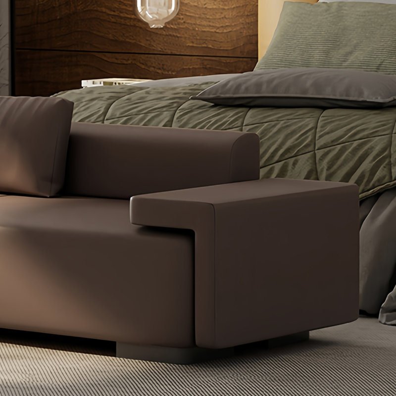 Banc rembourré luxueux en similicuir, H 25,59 po x l 59,05 po x P 20,86 po, Café