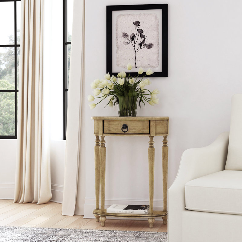 Ashby Demilune Console Table with Storage, Antique Beige