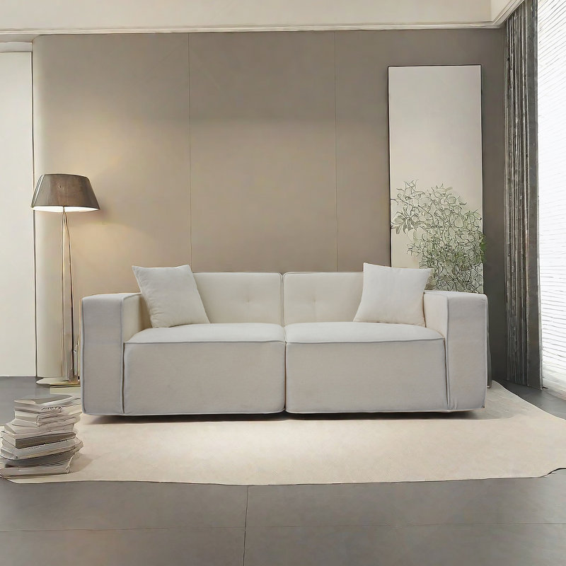 Canapé confortable en velours moelleux pour diverses pièces, élégant et polyvalent, Blanc