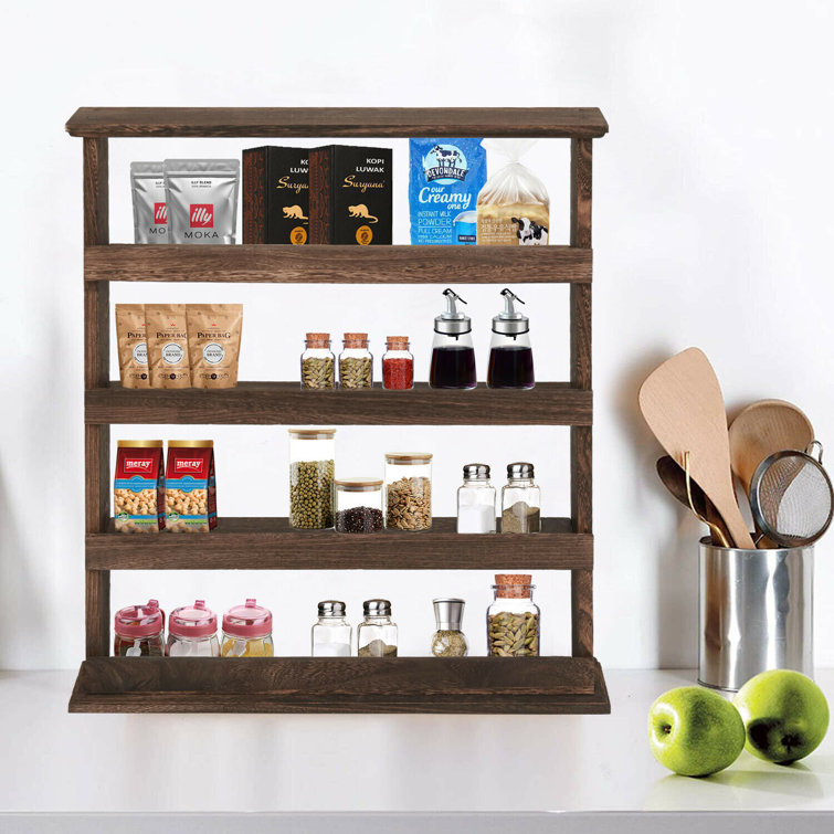 Handmade Rustic Wooden Spice Rack Kitchen Storage (Wall Mountable