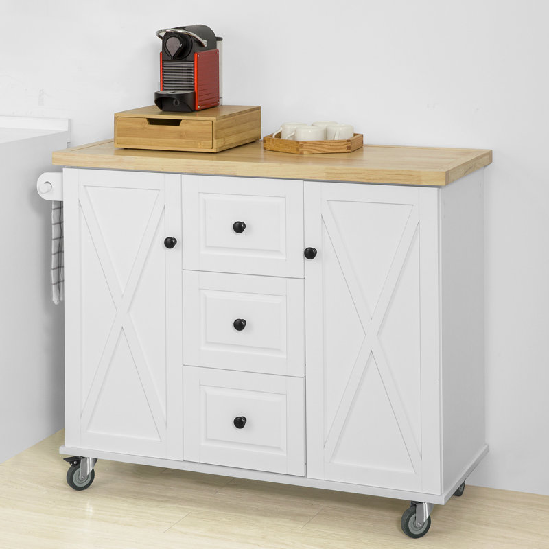 Peterlee Solid Wood Top Kitchen Cart
