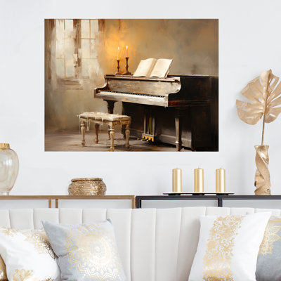 Rustic Brown Piano Melody II - Piano, art mural en métal