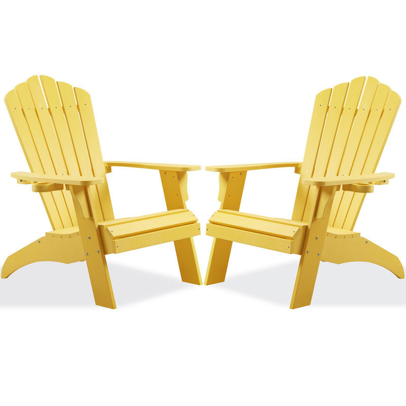 Ensemble de 2 chaises d'extérieur surdimensionnées Adirondack, Jaune, 2