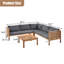 Ensemble de 5 canapés d'extérieur de style japonais avec structure en bois d'acacia et coussins gris résistants aux intempéries