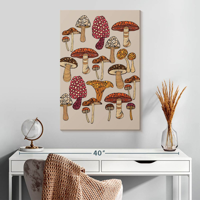 Yarlin Doodles Mushrooms, 30" H x 20" W