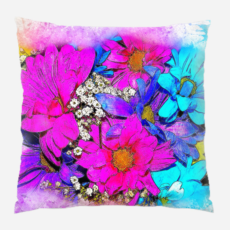 Coussin Flowers, Microsuède, Intérieur