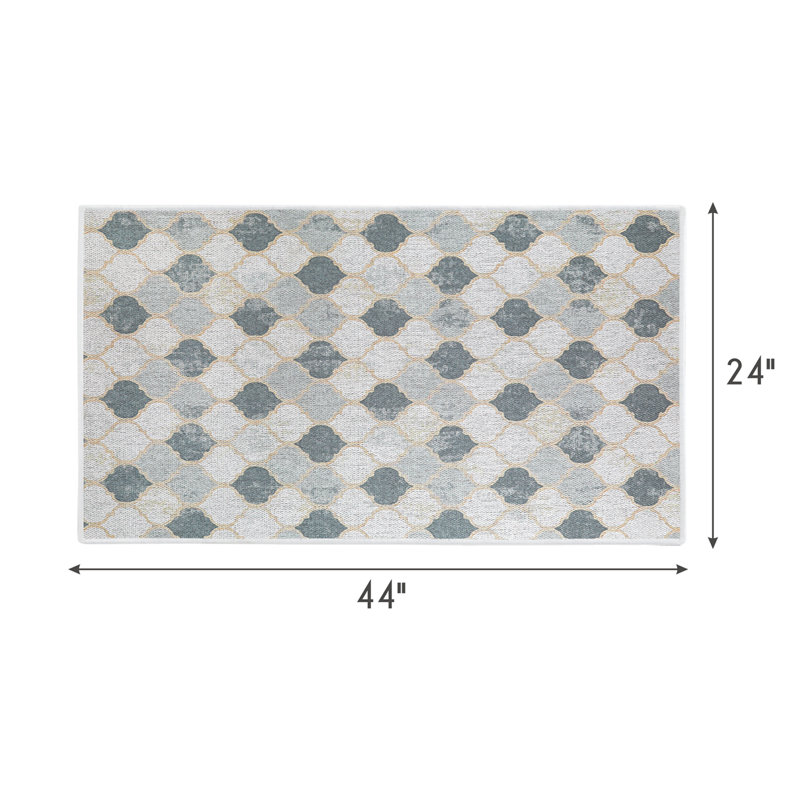 Tapis beige / gris en coton Beyla, Rectangle 2 pi x 4 pi