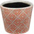 Set of 4 Orange and White Terracotta Planters with Geometric Patterns, Bohemian Plant Pots, for Succulents, Herbs, and Greenery, 5” x 5”