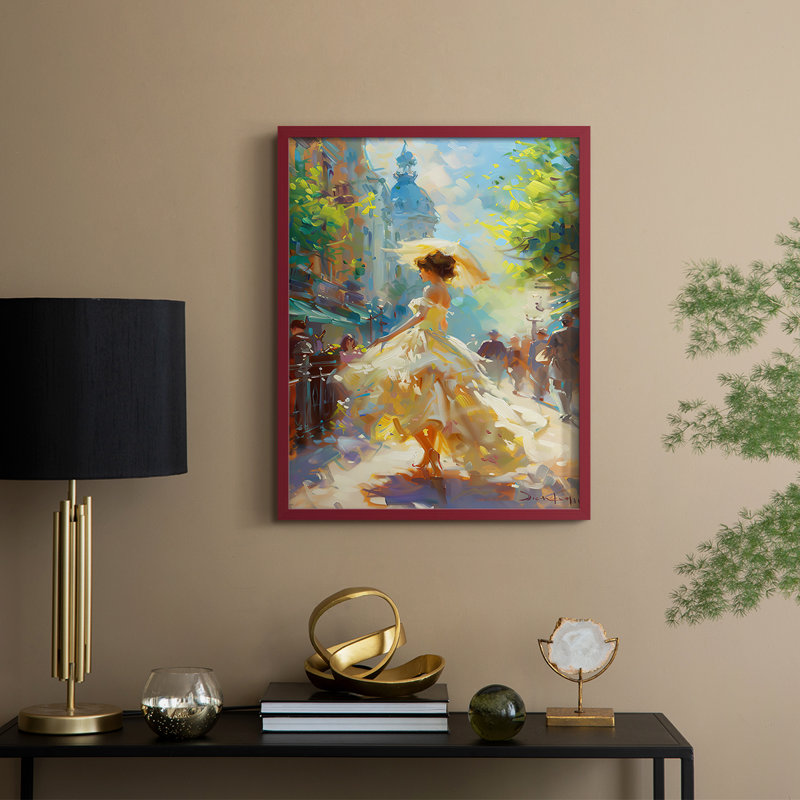Reproduction encadrée WOMEN Series cmxxvi - bois massif, H 11 po x l 9 po, Rouge