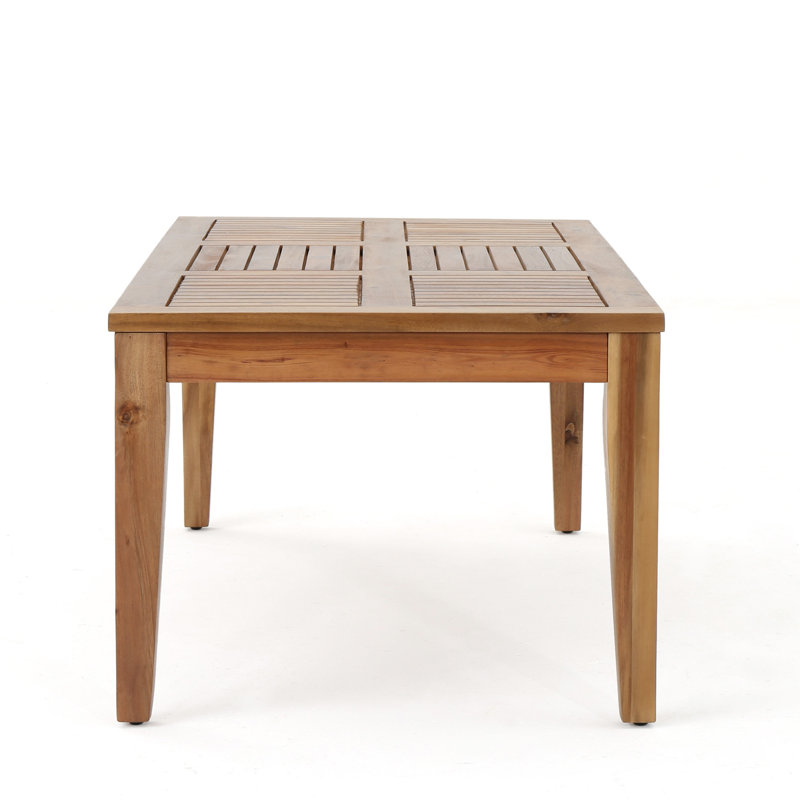 Ajuni 42" W Rectangular Powder-Coated Outdoor Coffee Table, Natural Stained