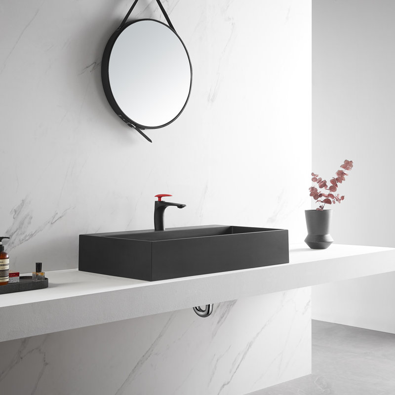 Lavabo de salle de bain, installation murale ou sur comptoir, 32 po avec trou de robinet simple en blanc mat, SVWS601-32WH