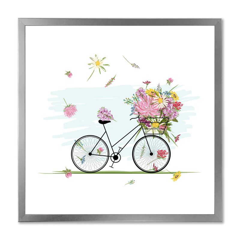 Floral Floral Illustration II - décoration murale glam sur toile, H 16 po x l 16 po x P 1 po, Cadre photo argenté
