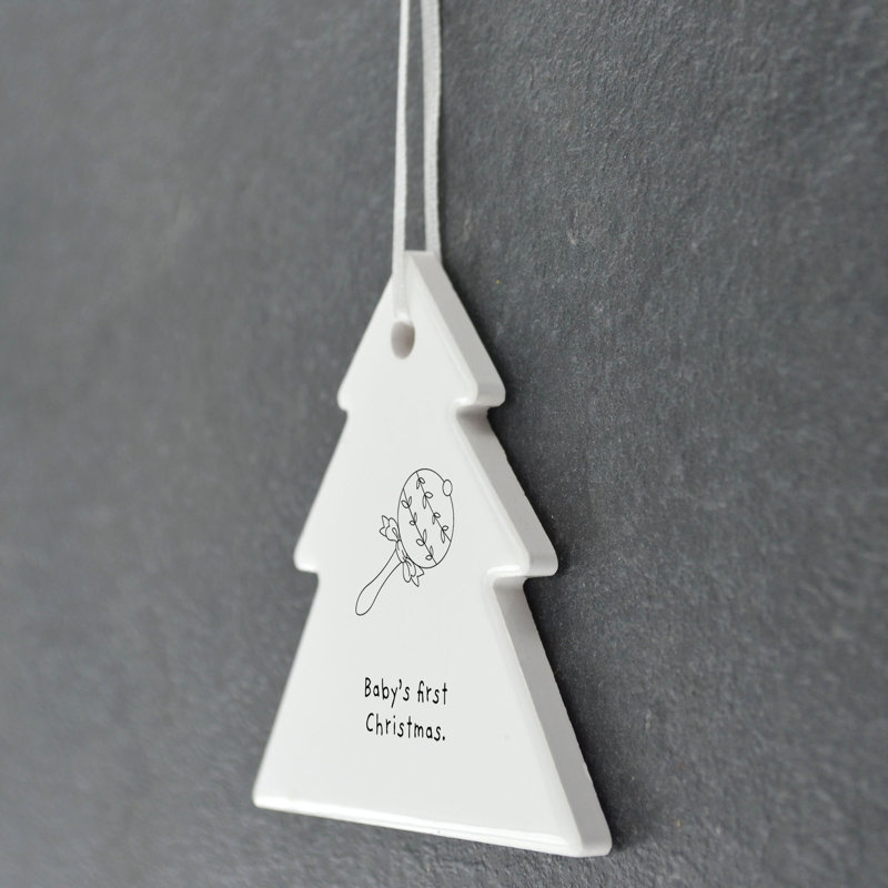 Babys First Christmas Tree Shaped Ceramic Ornament