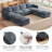 120.1" U-Shaped 8-Seater Modular Sectional Sofa with Storage Ottomans, Blue-176095619